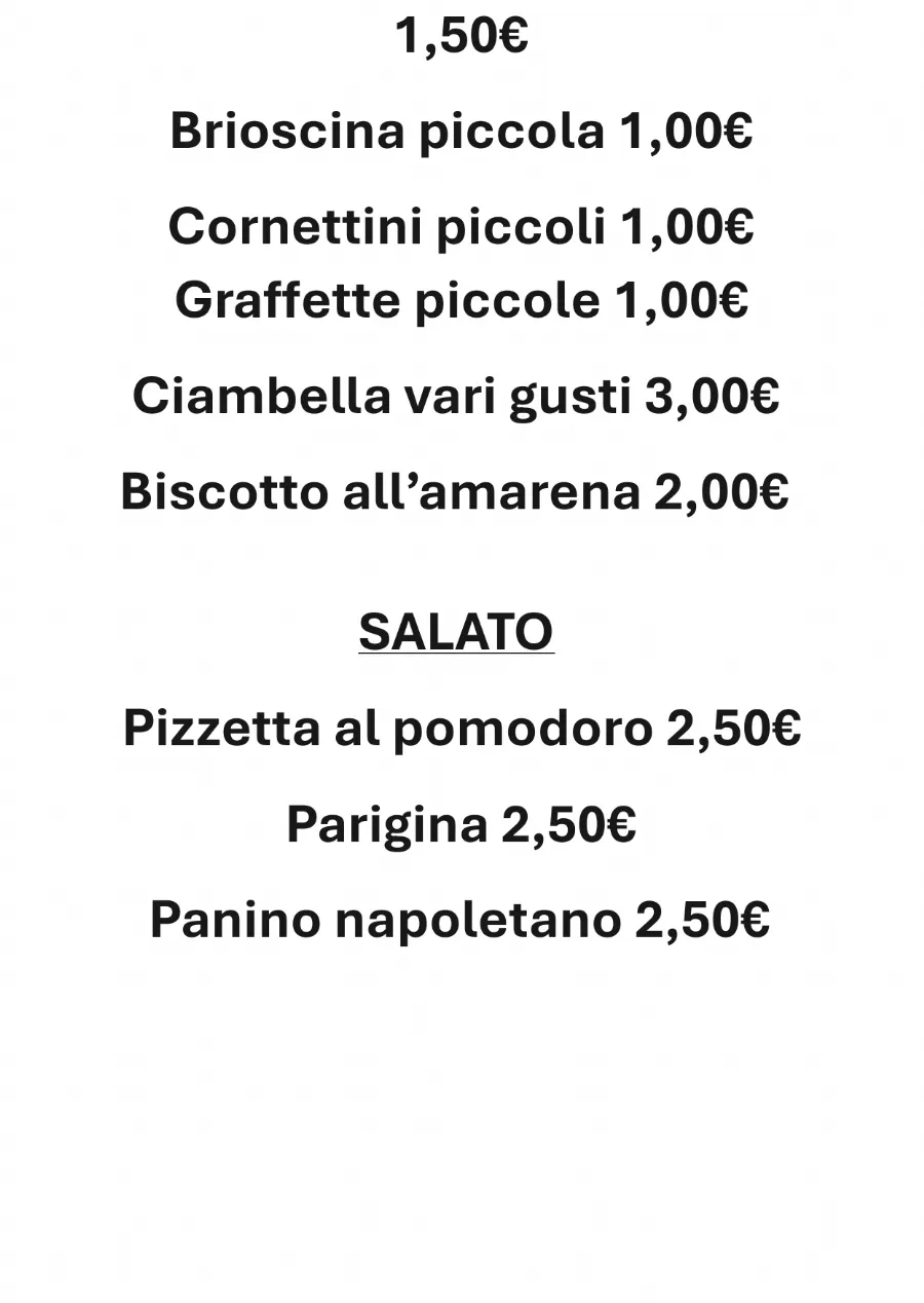 Listino online : Nuovo listino Bar Cilea S.a.S. Napoli